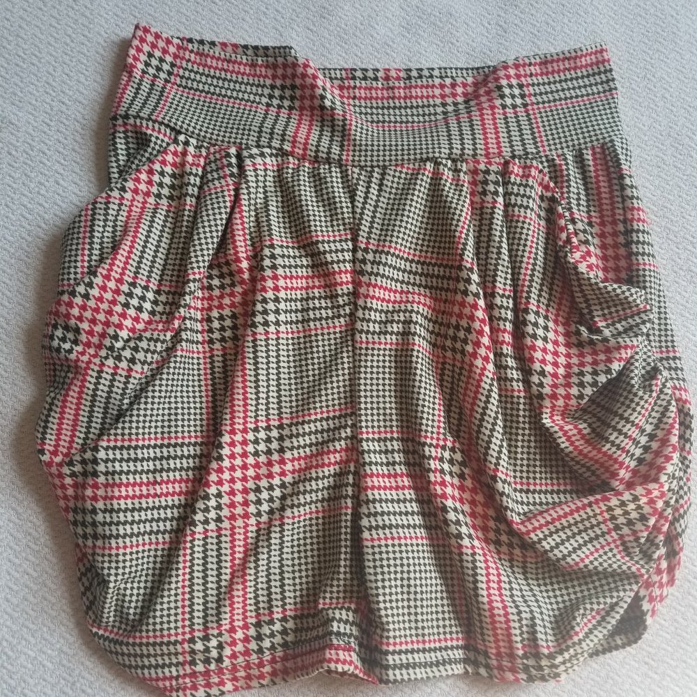 Hunter green and red plaid peplum shorts